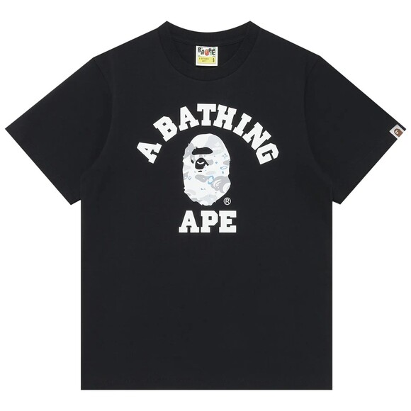 BAPE A Bathing Ape Space Camo College Tee Black XL Mens Shirt Free Shipping - Picture 1 of 3
